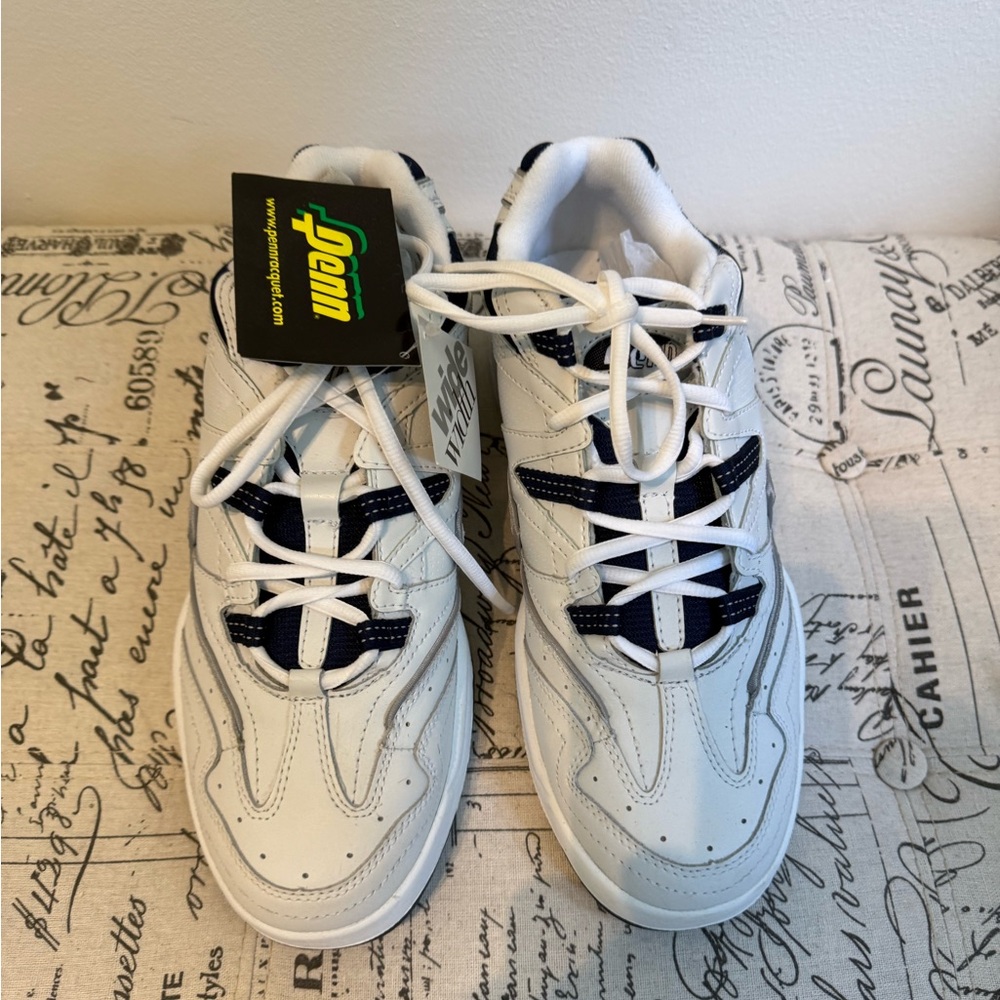 Men's NWT "PENN" White and Navy X-wide Athletic Shoes with Cushioned Sole
